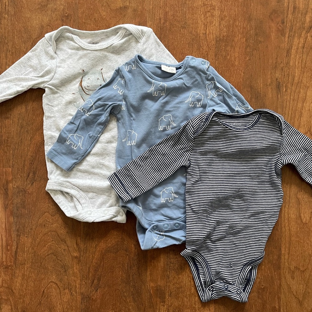 Blue, Gray, and Navy Striped Kids One Pieces